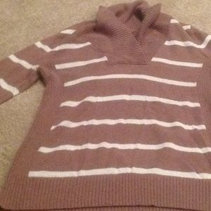 Tan and cream striped maternity sweater